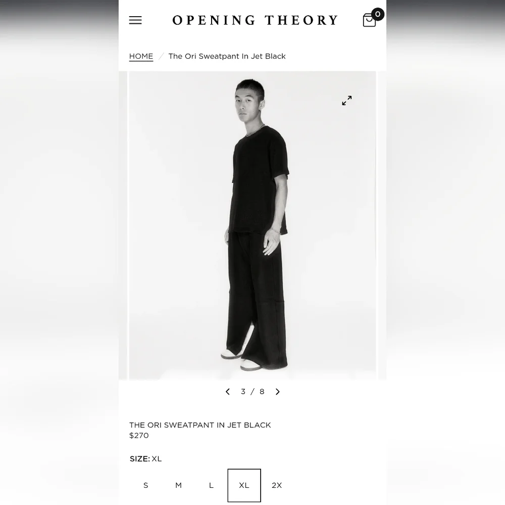 Opening Theory The Ori Sweatpant In Jet Black Size XL
